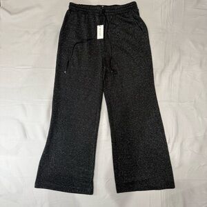 Milly Black Metallic Wide Leg Pants NWT Elastic Waist